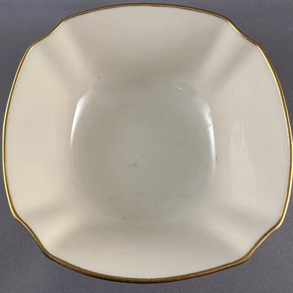 Vtg Lenox Arcadia Collection 1979 Cream Floral Gold Rimmed‎ Square Candy Dish